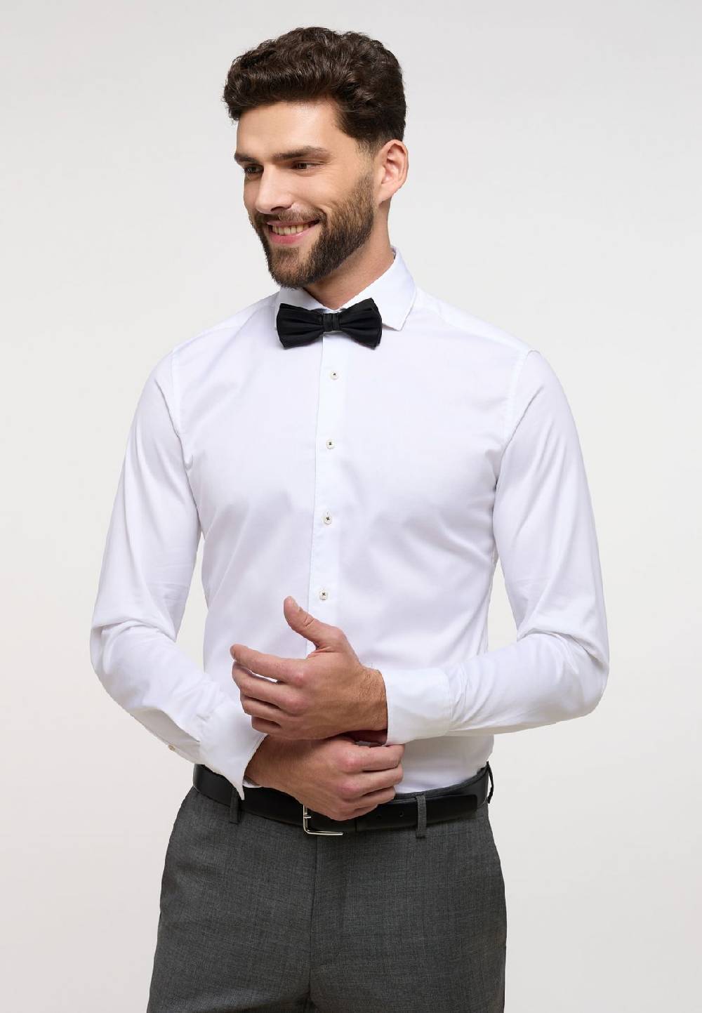 Eterna Camicia eterna slim fit bianca in cotone twill ritorto Spedizione Gratuita