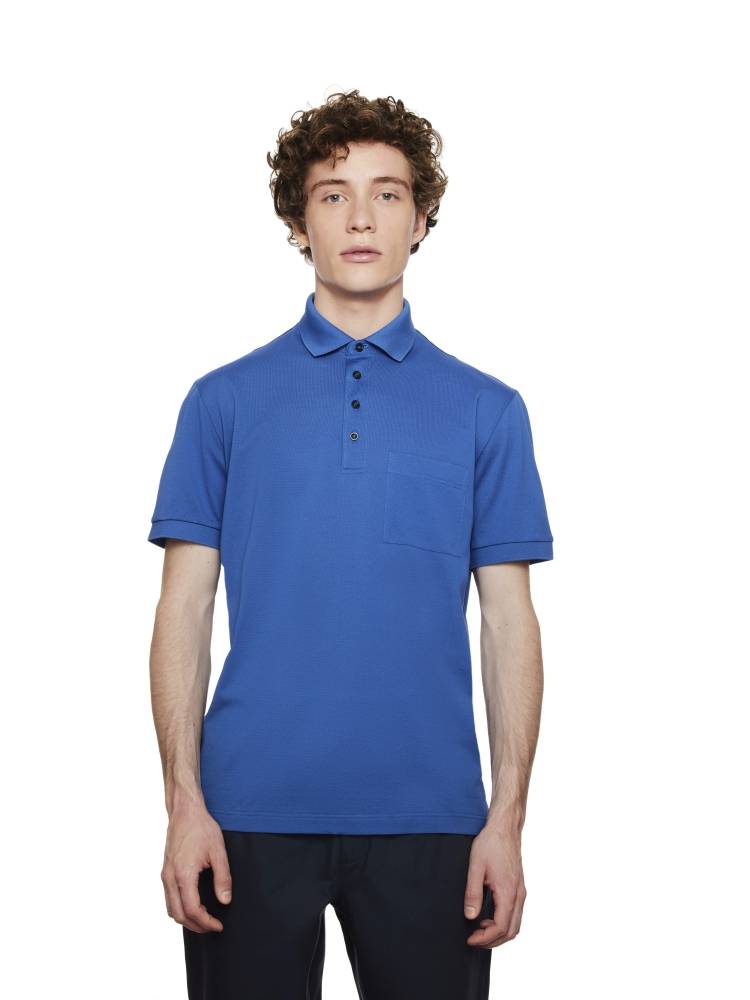 Montechiaro Polo manica corte montechiaro in filo di scozia con taschino Acquista Ora