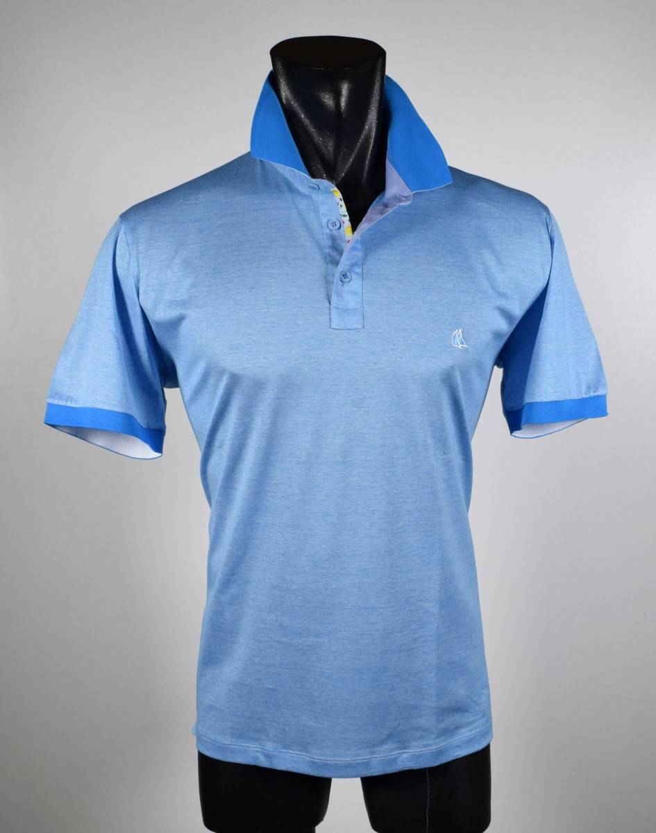 Vela Blu Polo vela blu turchese in filo di scozia modern fit Promozione Limitata