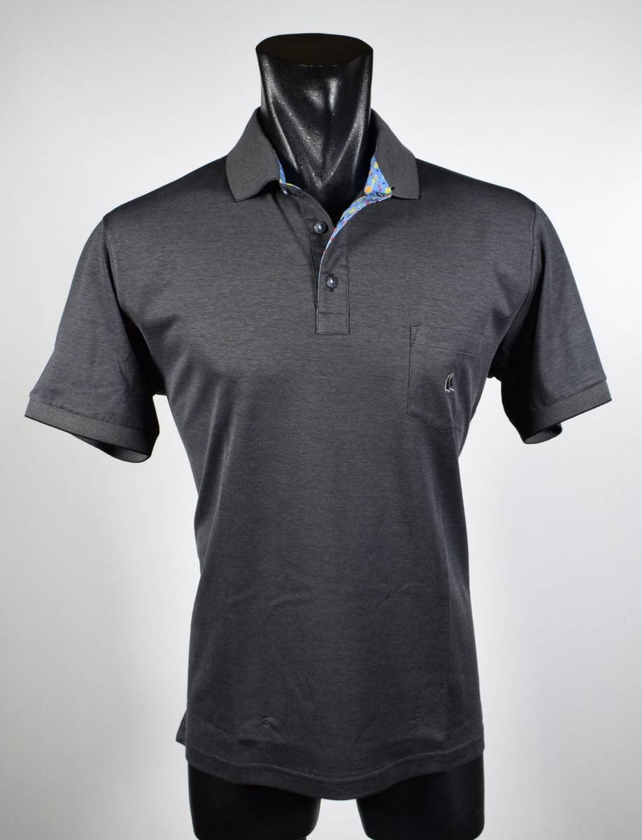 Vela Blu Polo nera velablu in filo di scozia modern fit Affare Del Giorno