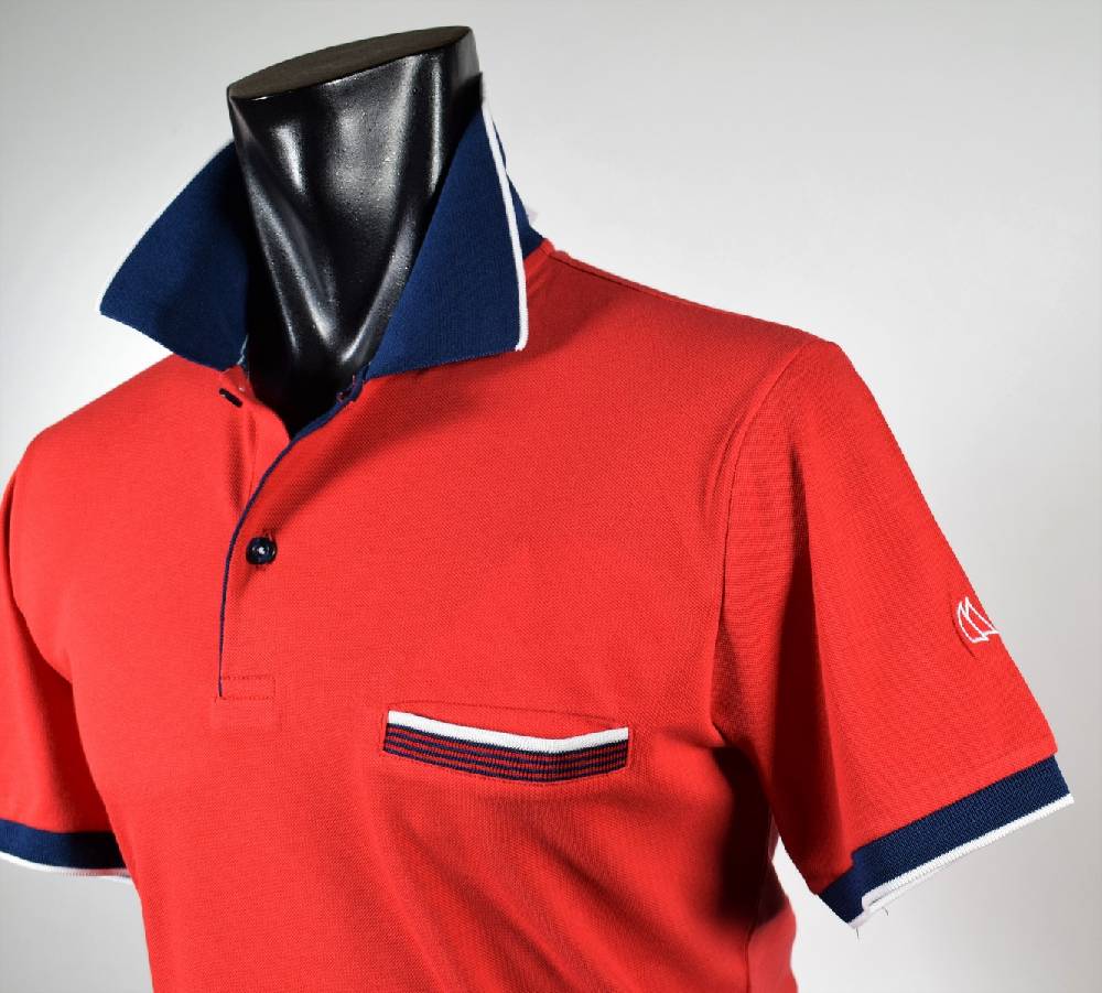 Vela Blu Polo vela blu in filo di scozia rossa modern fit Economico