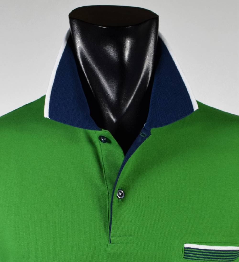 Vela Blu Polo vela blu in filo di scozia verde modern fit Online
