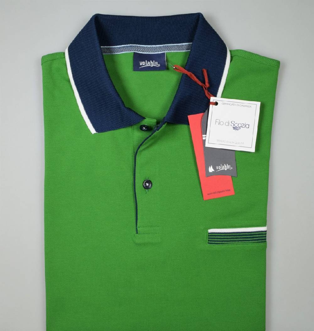 Vela Blu Polo vela blu in filo di scozia verde modern fit Online