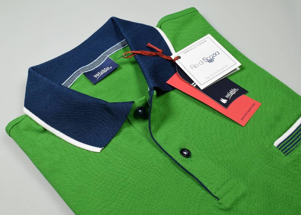Vela Blu Polo vela blu in filo di scozia verde modern fit Online