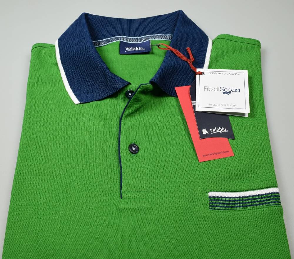 Vela Blu Polo vela blu in filo di scozia verde modern fit Online