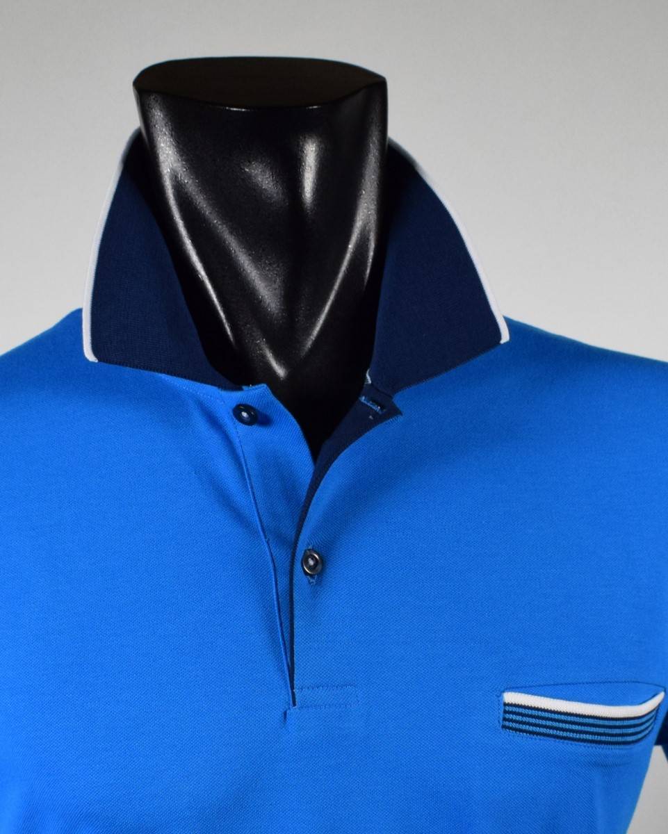 Vela Blu Polo vela blu in filo di scozia turchese modern fit Outlet