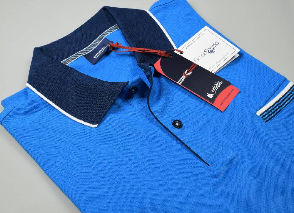 Vela Blu Polo vela blu in filo di scozia turchese modern fit Outlet
