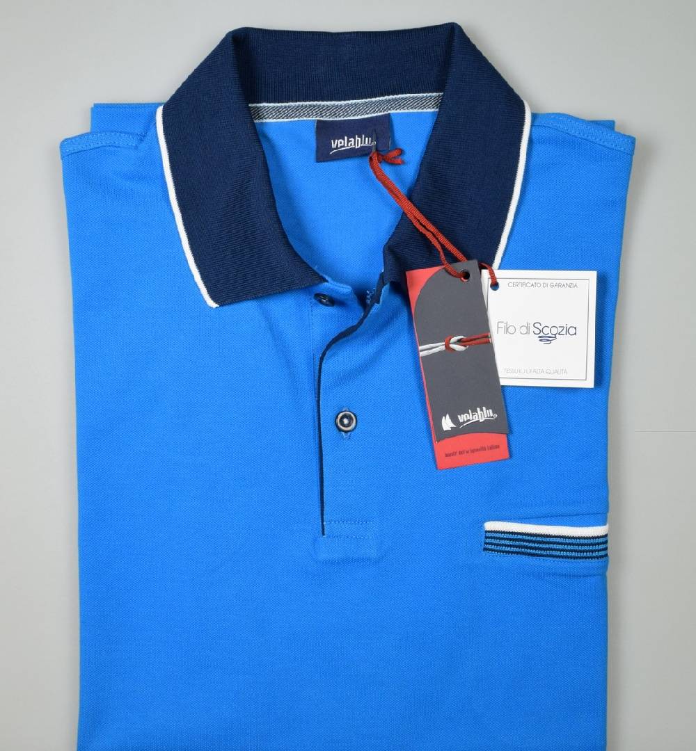 Vela Blu Polo vela blu in filo di scozia turchese modern fit Outlet
