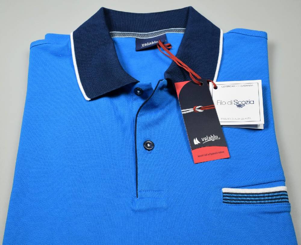 Vela Blu Polo vela blu in filo di scozia turchese modern fit Outlet