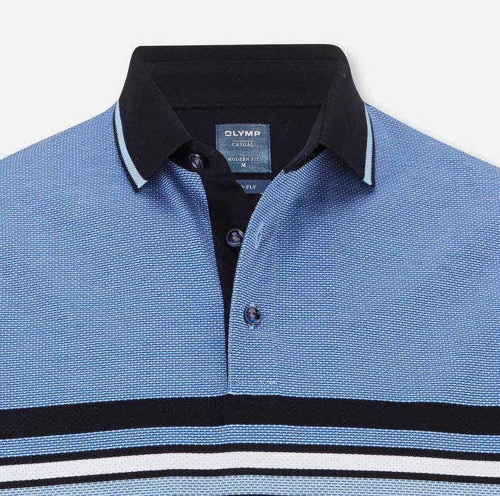 Olymp Polo olymp azzurra a righe in cotone mercerizzato Saldi