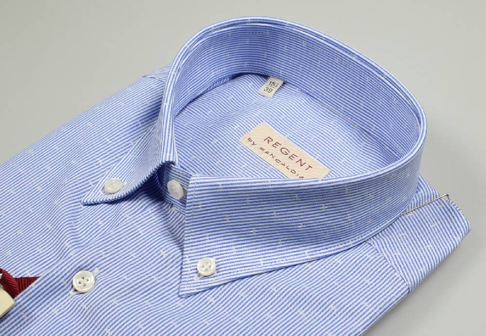 Regent by Pancaldi Camicia mezza manica pancaldi regular fit a righe azzurro Saldi Di Fabbrica