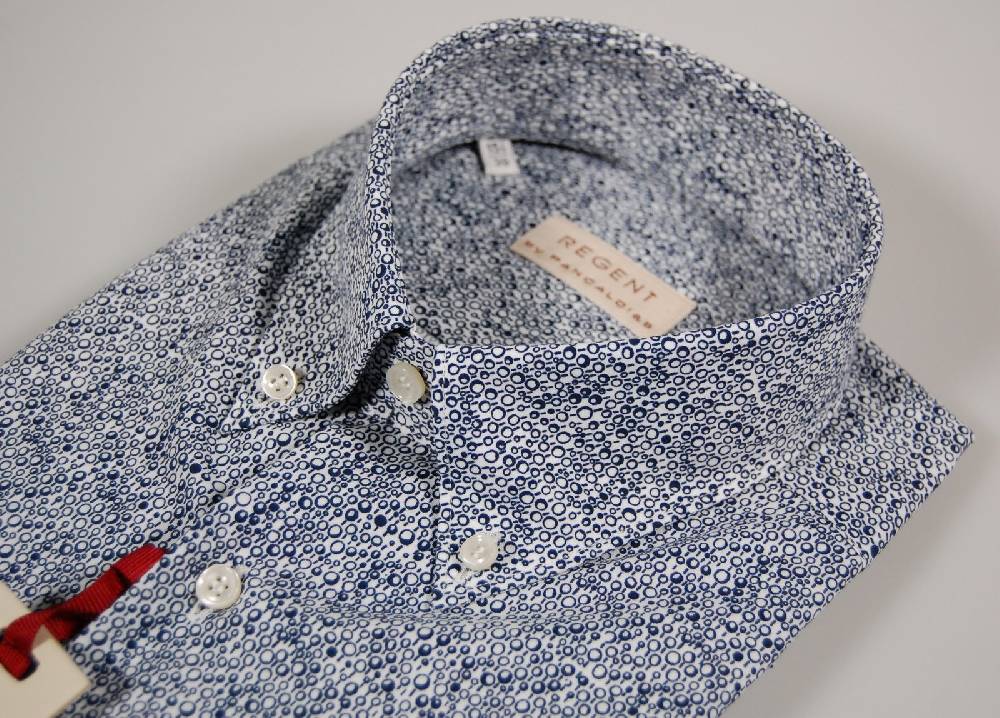 Regent by Pancaldi Camicia maniche corte pancaldi a fantasia bianco e blu Nuova