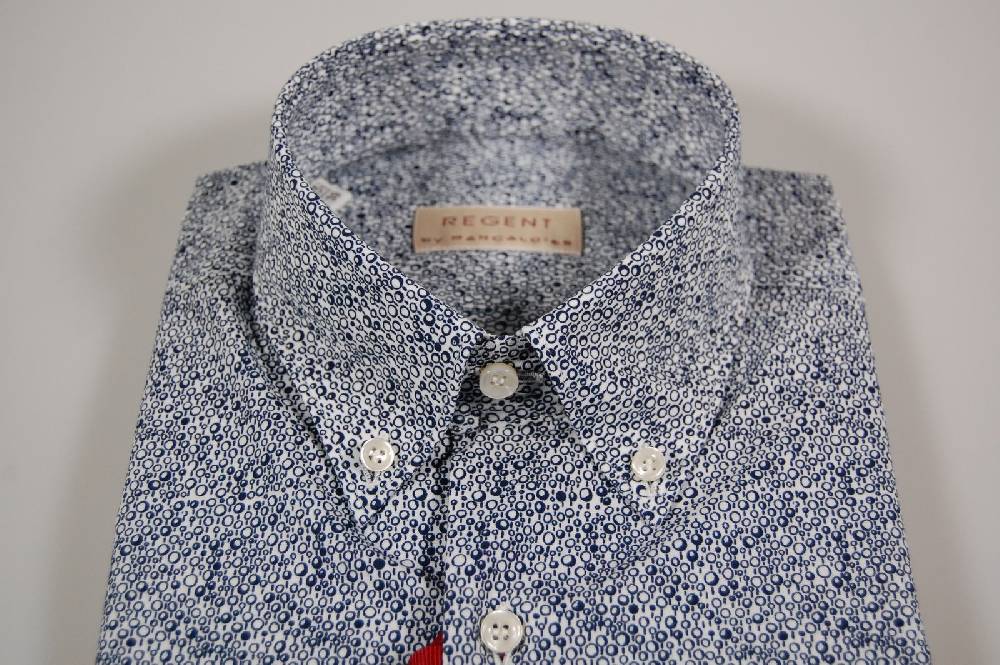 Regent by Pancaldi Camicia maniche corte pancaldi a fantasia bianco e blu Nuova
