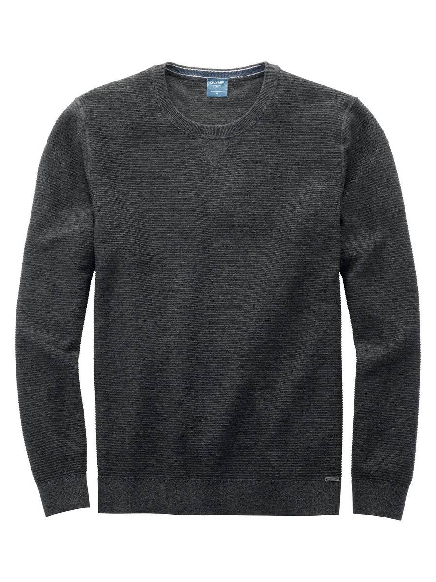 Olymp Maglione girocollo olymp grigio antracite in cotone bio modern fit
