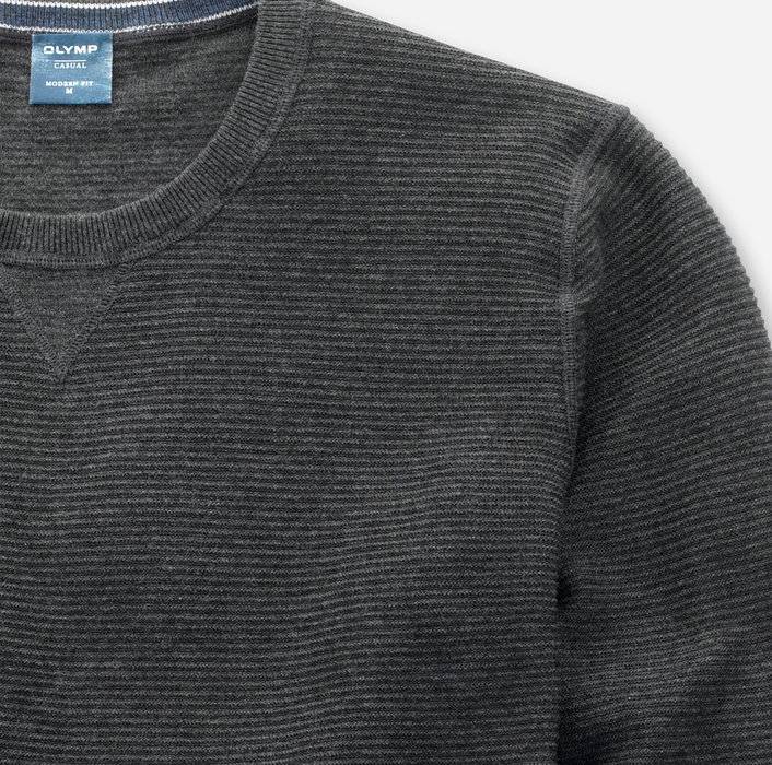 Olymp Maglione girocollo olymp grigio antracite in cotone bio modern fit Online Outlet