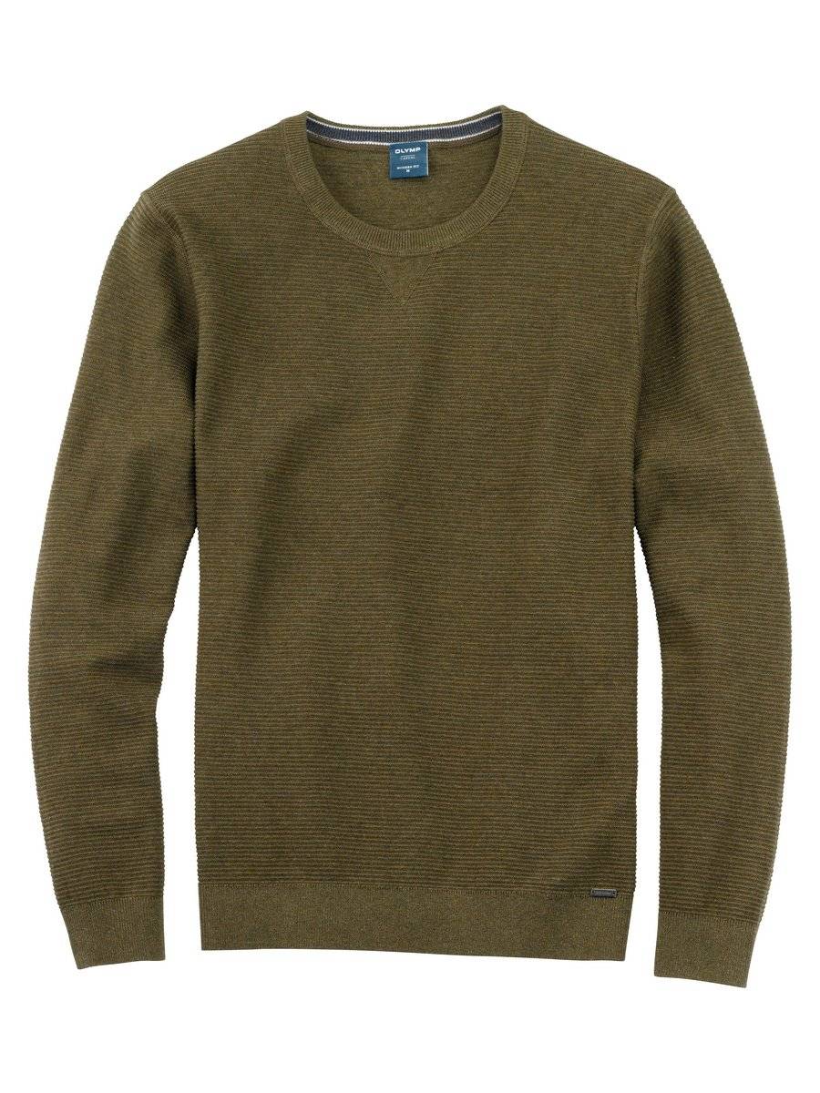 Olymp Maglione girocollo olymp verde oliva in cotone bio modern fit Offerta temporanea