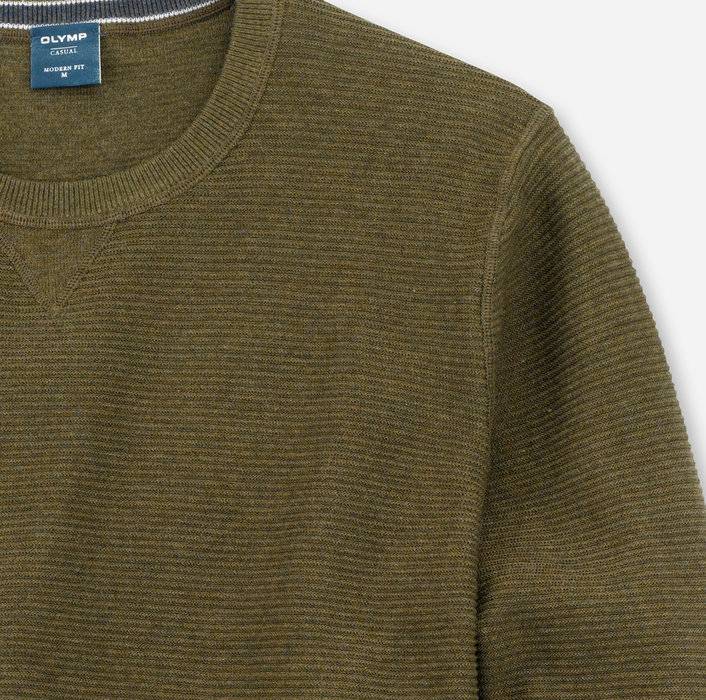 Olymp Maglione girocollo olymp verde oliva in cotone bio modern fit Offerta temporanea