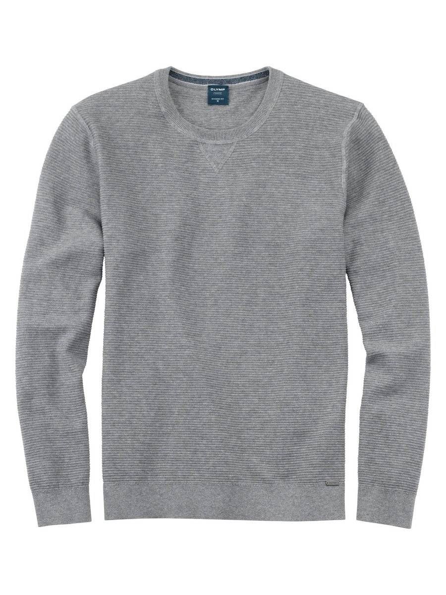 Olymp Maglione girocollo olymp grigio in cotone bio modern fit Offerte esclusive