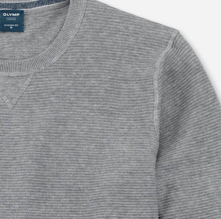 Olymp Maglione girocollo olymp grigio in cotone bio modern fit Offerte esclusive