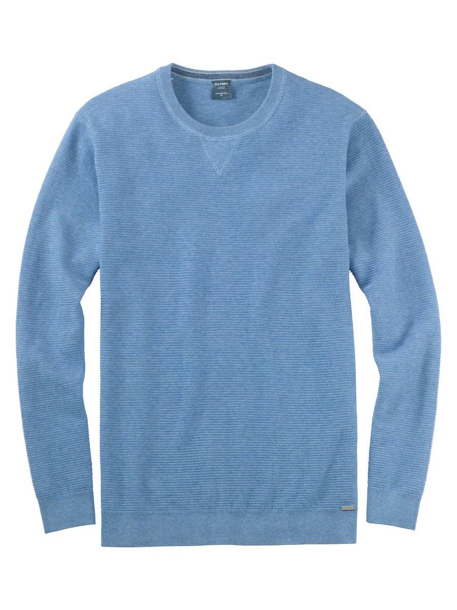 Olymp Maglione girocollo olymp celeste in cotone bio modern fit