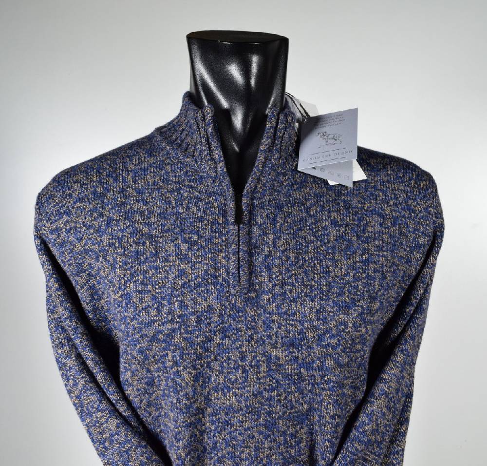 Cavalieri Milano Lupetto marrone con zip lana cashmere e seta classic fit Offerte giornaliere