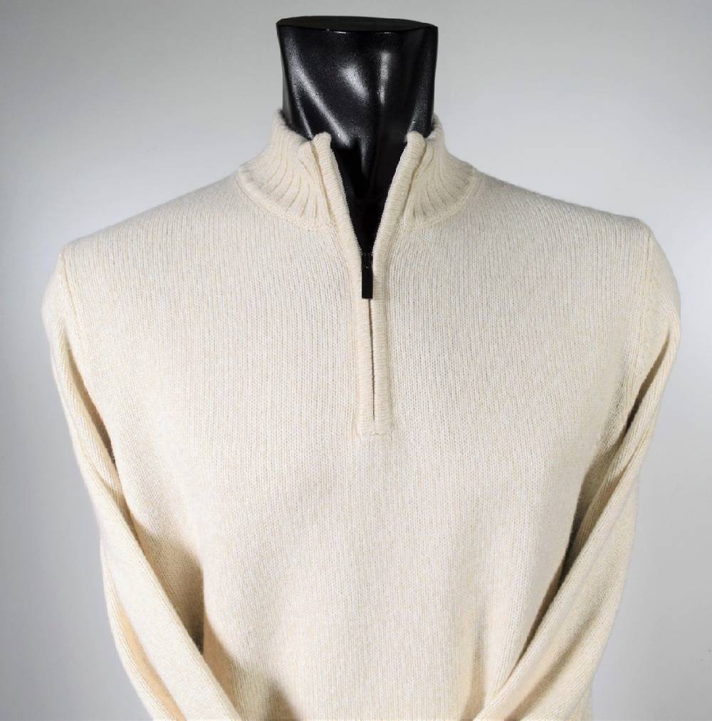 Cavalieri Milano Lupetto beige con zip lana cashmere e seta classic fit Offerte speciali