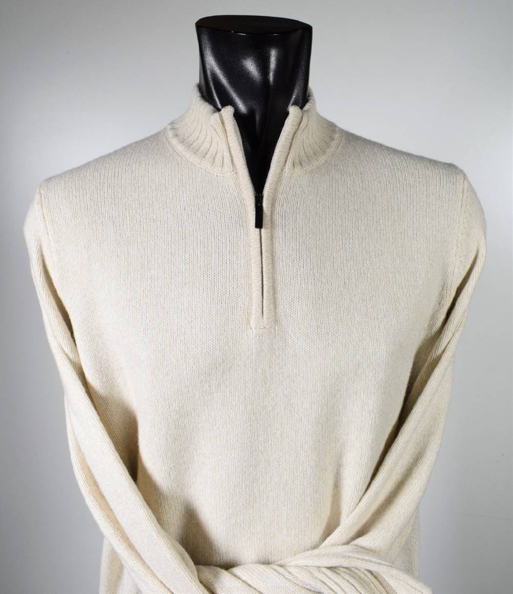 Cavalieri Milano Lupetto beige con zip lana cashmere e seta classic fit Offerte speciali