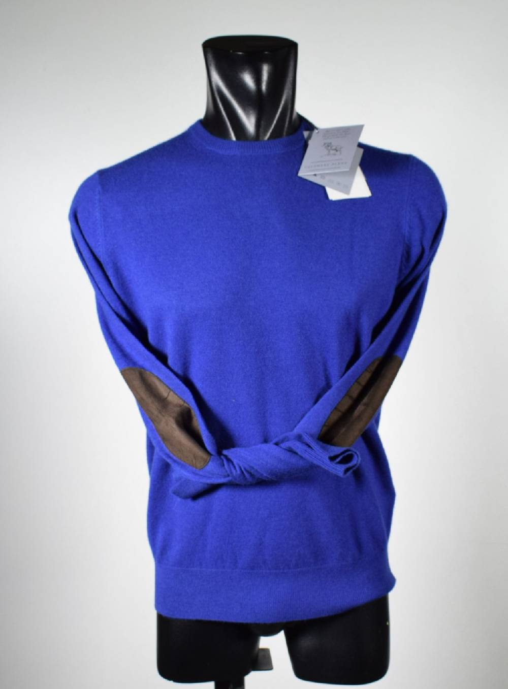 Cavalieri Milano Girocollo azzurro con toppe in ecopelle Enormi risparmi