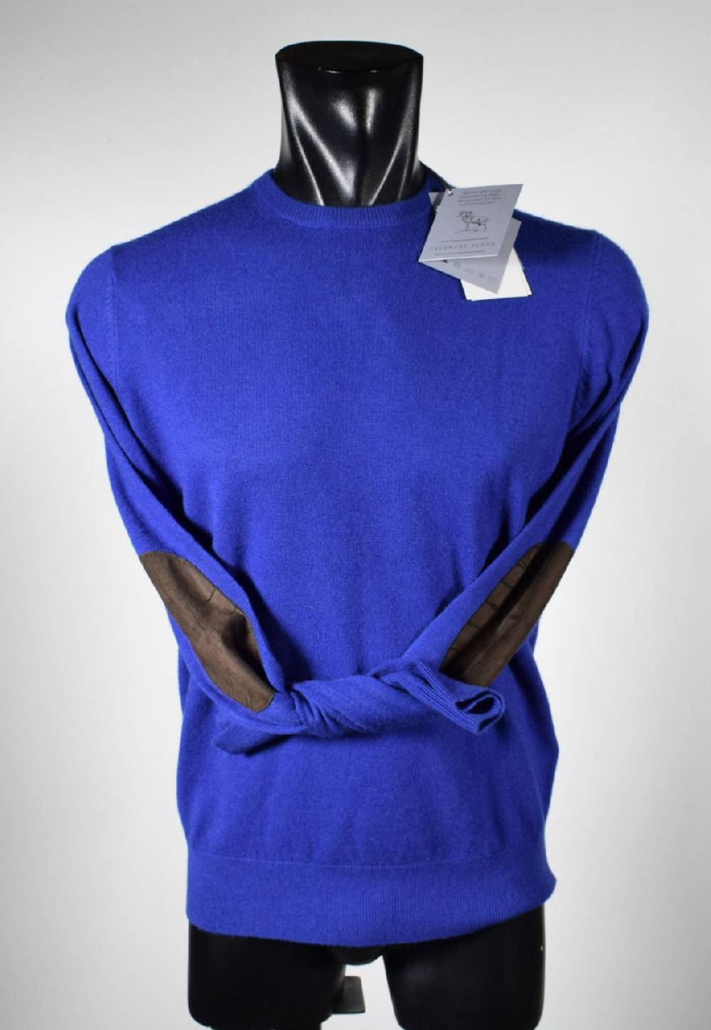 Cavalieri Milano Girocollo azzurro con toppe in ecopelle Enormi risparmi