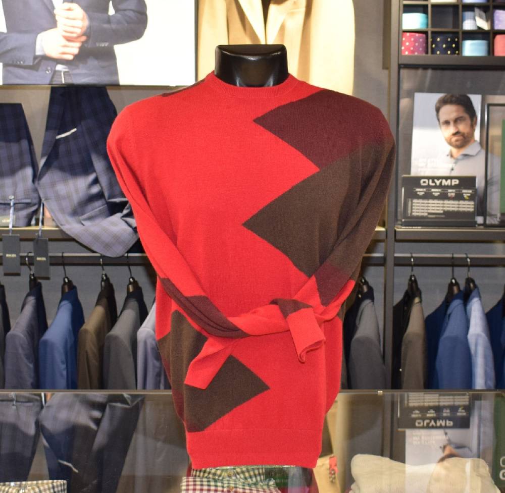Cavalieri Milano Maglione cavalieri misto cashmere girocollo modern fit intarsio bordeaux Prezzo basso