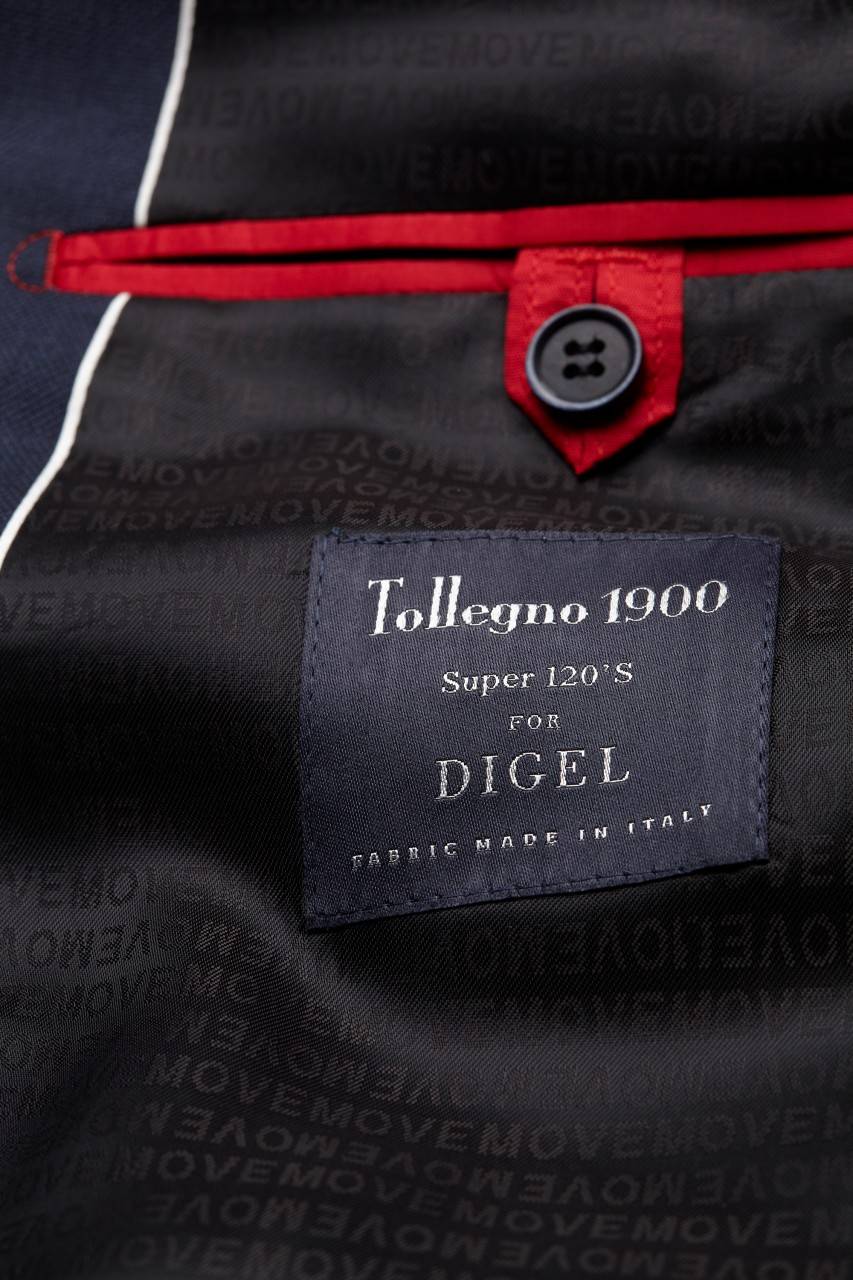 Digel Abito drop quattro corto slim fit digel pura lana tollegno super 120's blu e grigio Ultimo giorno