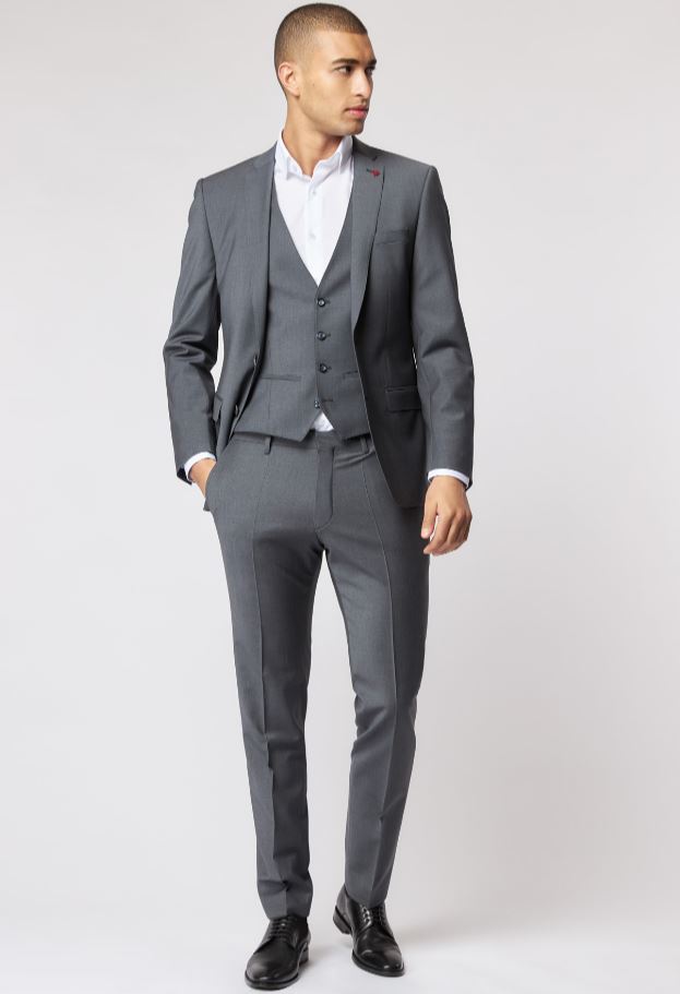 Roy Robson Abito in lana bi-stretch grigio medio roy robson con gilet 50% di sconto con spedizione gratuita