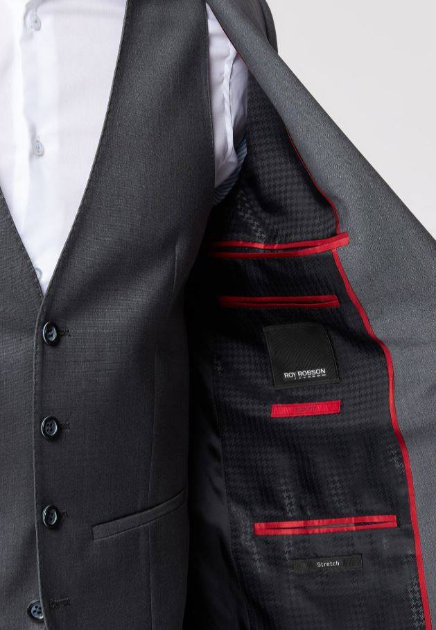 Roy Robson Abito in lana bi-stretch grigio medio roy robson con gilet 50% di sconto con spedizione gratuita
