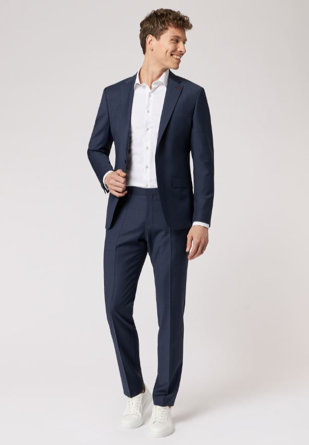 Roy Robson Abito slim fit roy robson blu a quadri lana stretch