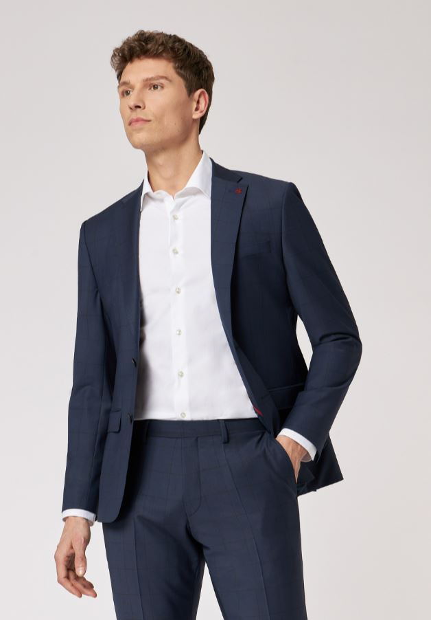 Roy Robson Abito slim fit roy robson blu a quadri lana stretch Officina