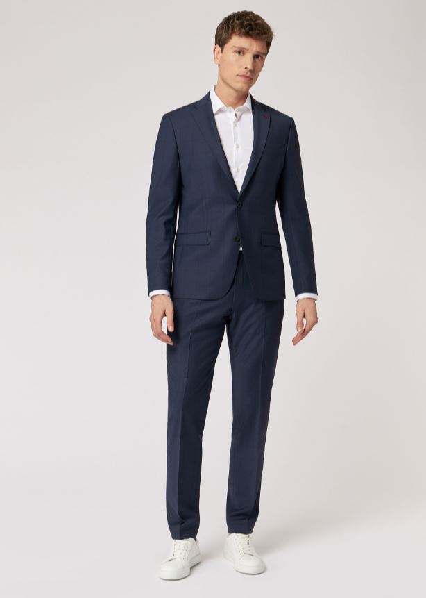 Roy Robson Abito slim fit roy robson blu a quadri lana stretch Officina