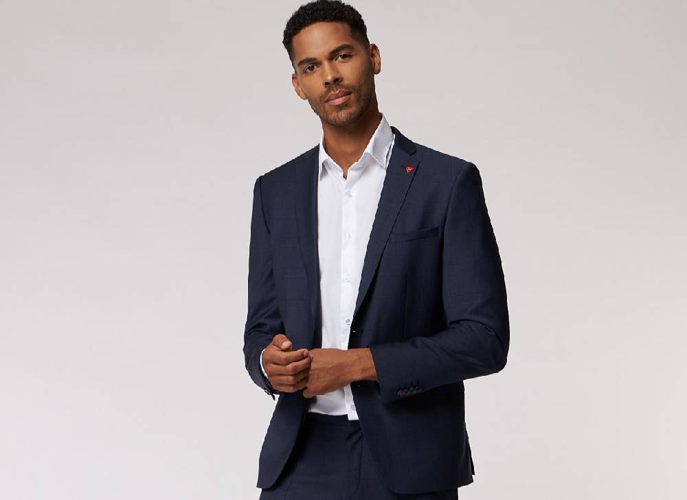 Roy Robson Abito blu a quadri roy robson extra slim fit in lana bi-stretch In vendita
