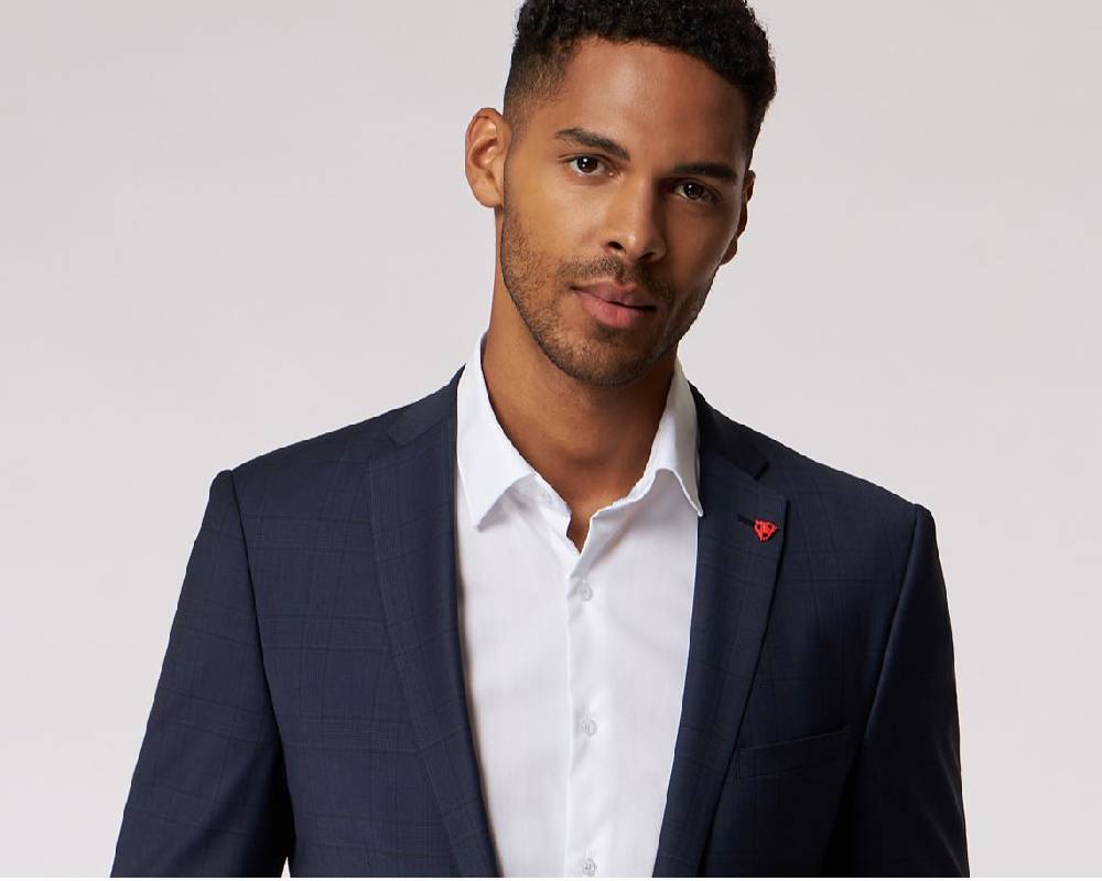 Roy Robson Abito blu a quadri roy robson extra slim fit in lana bi-stretch In vendita