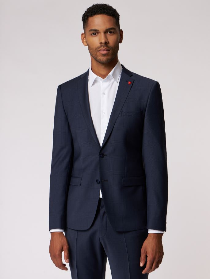 Roy Robson Abito blu a quadri roy robson extra slim fit in lana bi-stretch In vendita