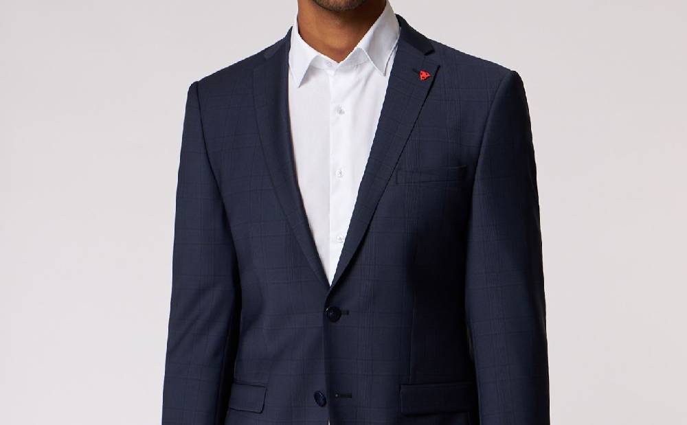 Roy Robson Abito blu a quadri roy robson extra slim fit in lana bi-stretch In vendita