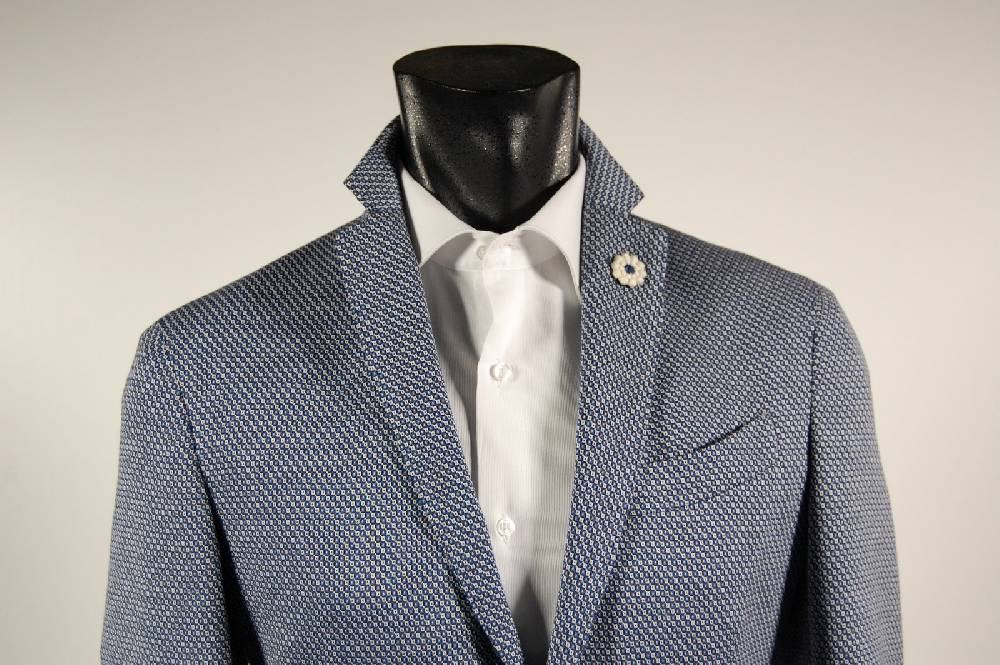 Fradi Giacca slim fit sfoderata fradi in cotone sfoderata micro disegno azzurro Vendite Flash