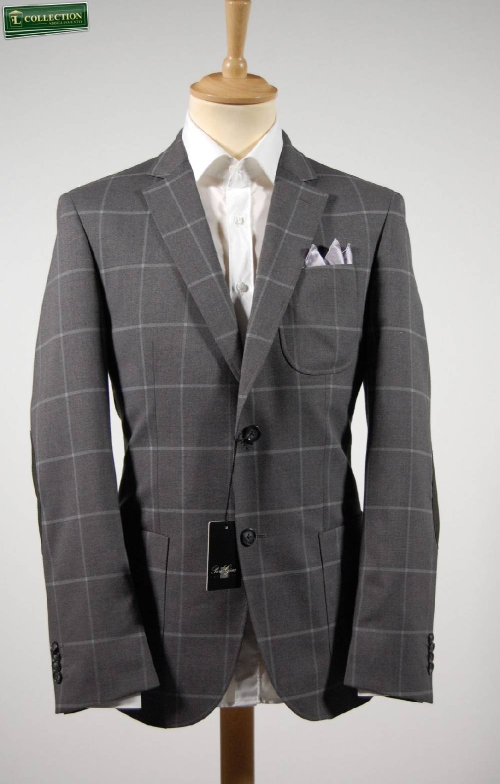 Piero Giachi Giacca blazer a quadri grigio con toppe piero giachi Negozio