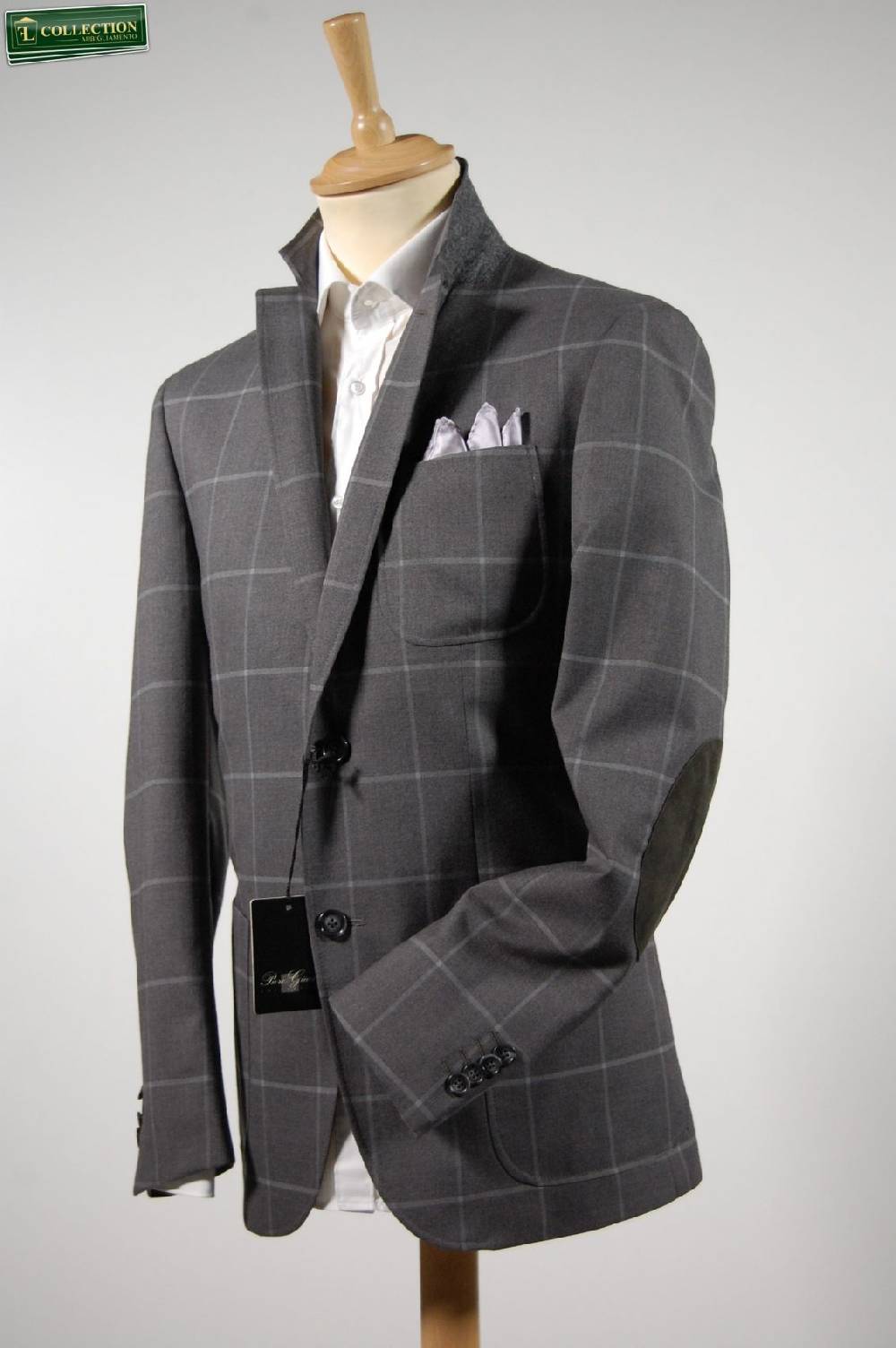 Piero Giachi Giacca blazer a quadri grigio con toppe piero giachi Negozio