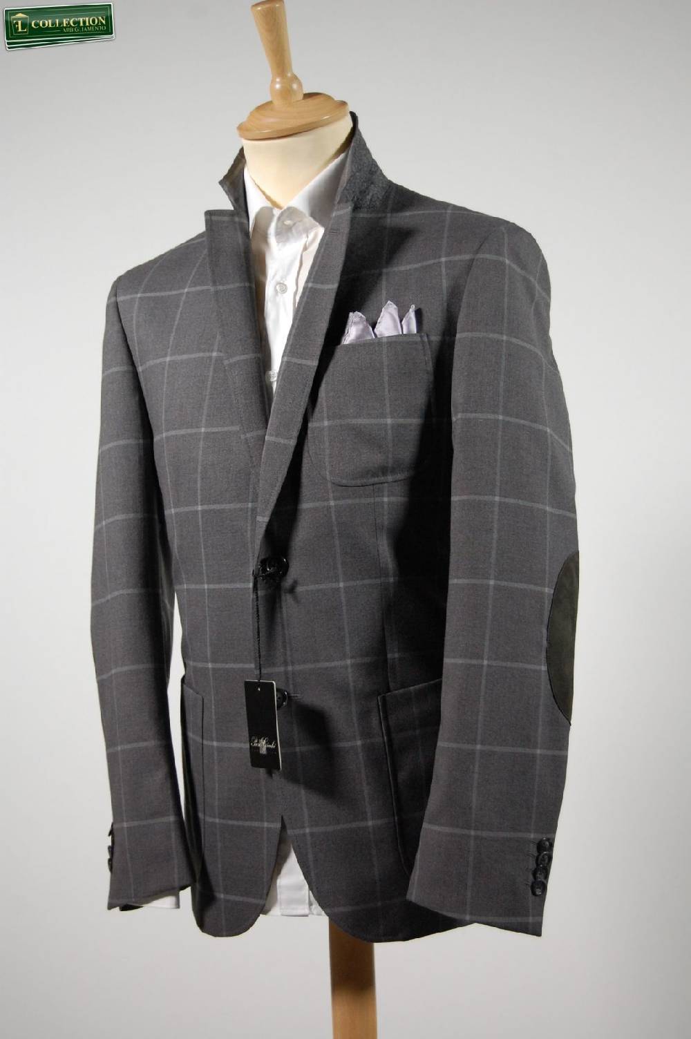 Piero Giachi Giacca blazer a quadri grigio con toppe piero giachi Negozio