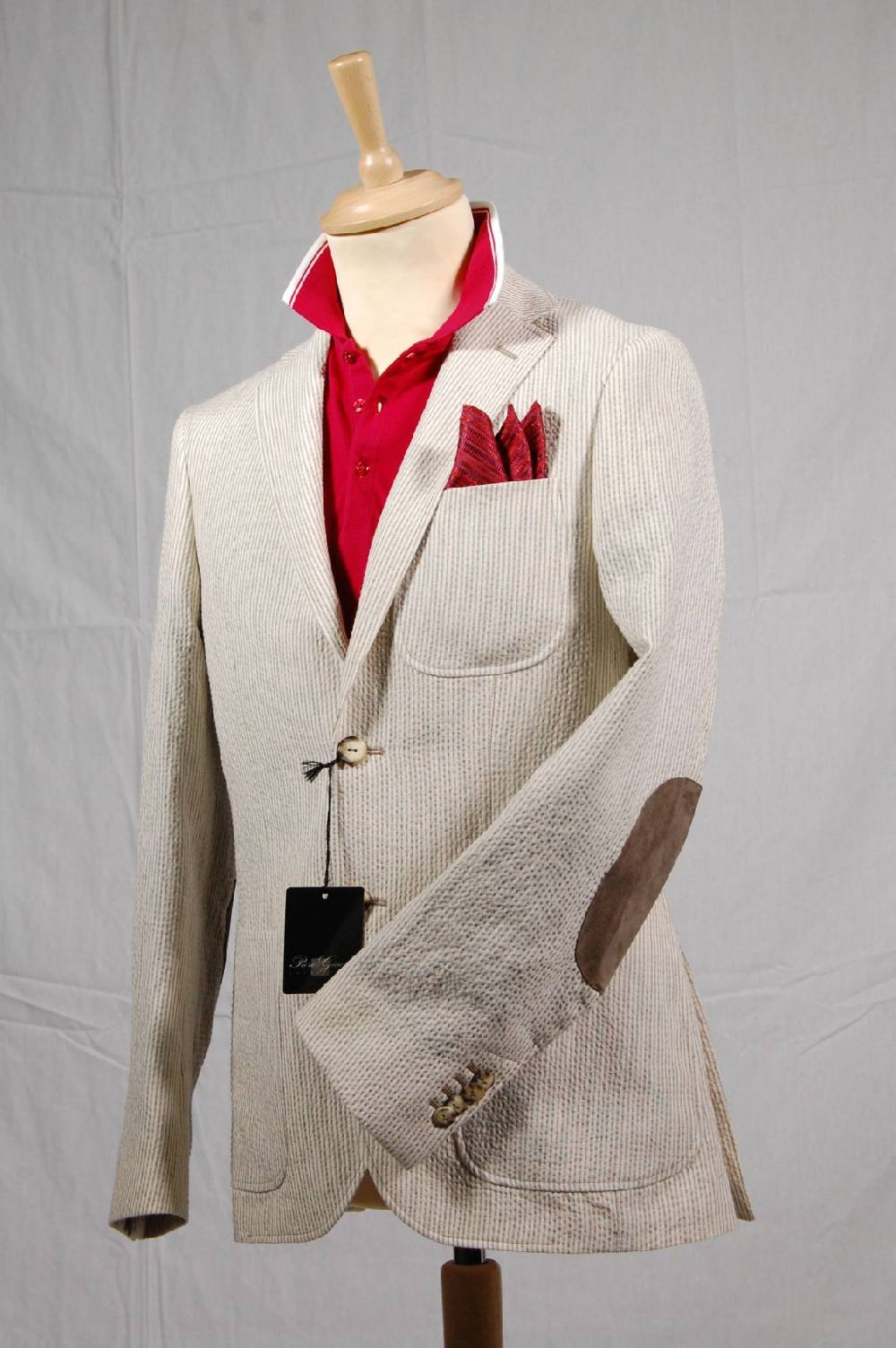 Piero Giachi Giacca in cotone Beige a righe Moda