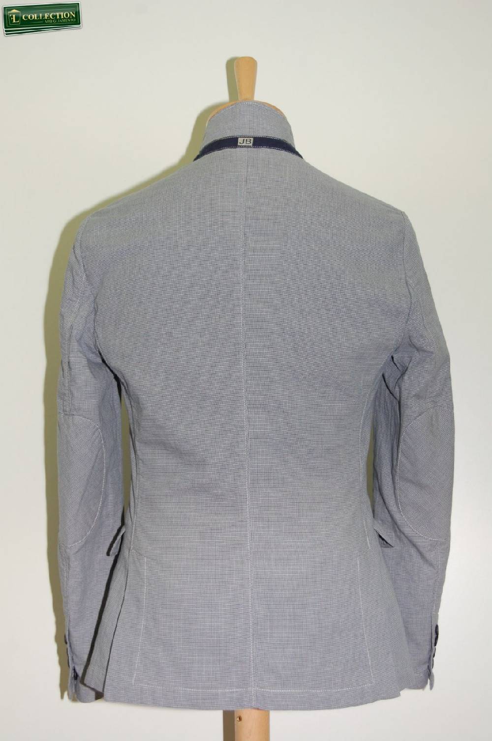 John Barritt Giacca moda cotone lavato micro quadro azzurro Sconto di tempo limitato