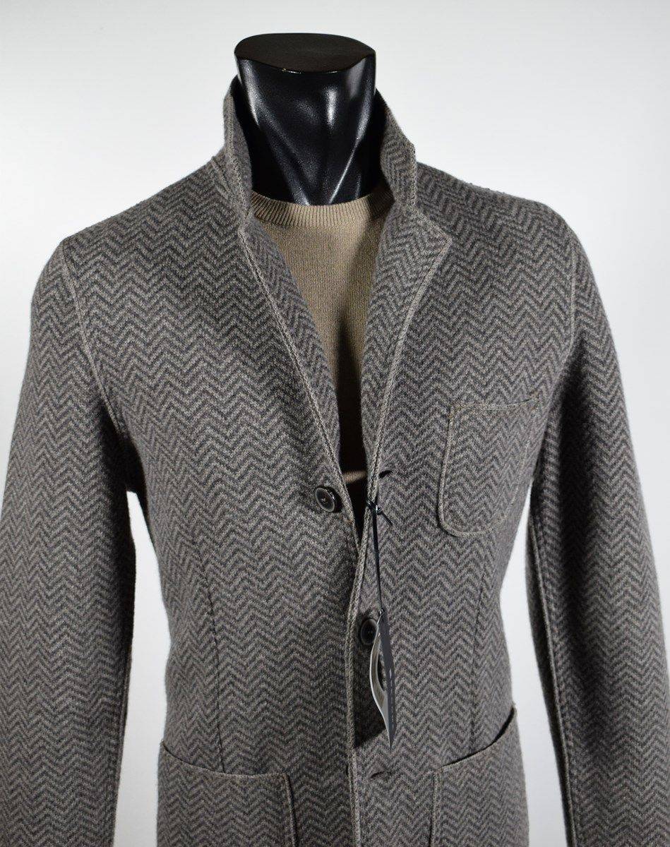 Become Giacca in maglia con toppe Become slim fit sfoderata tortora a spiga Offerta speciale