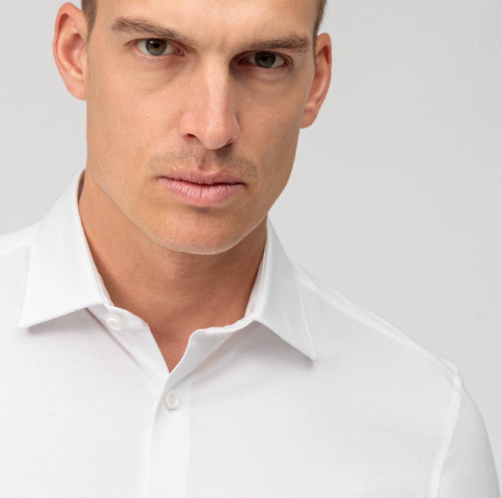 Olymp Camicia olymp bianca in jersey super slim fit Offerte esclusive