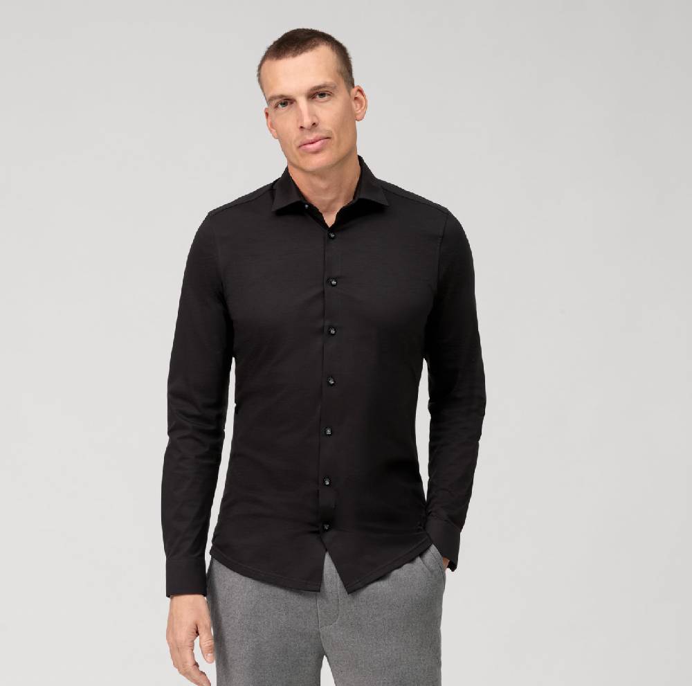 Olymp Camicia olymp nera in jersey super slim fit Lightning offer