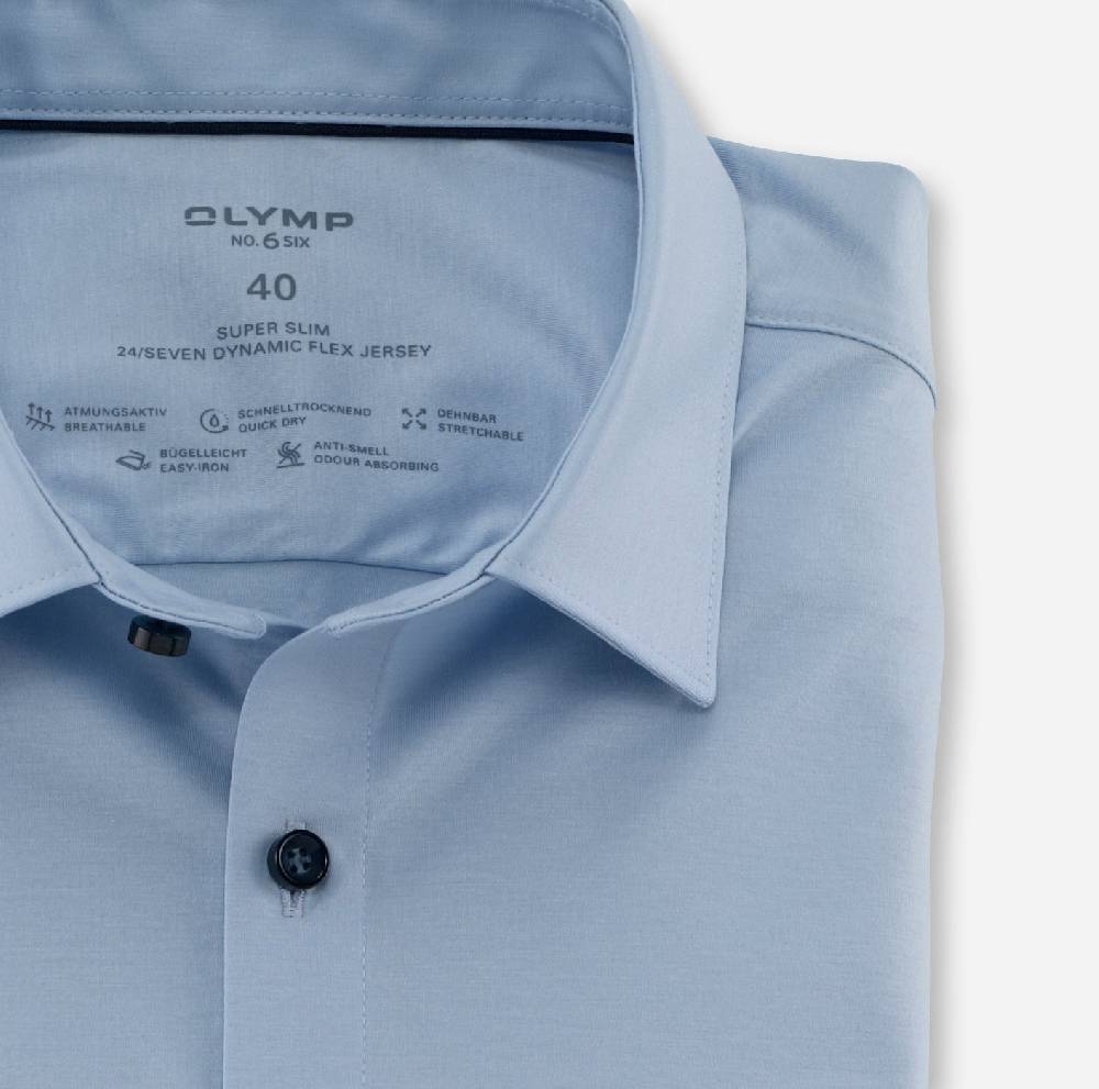Olymp Camicia olymp celeste in jersey super slim fit Grandi sconti